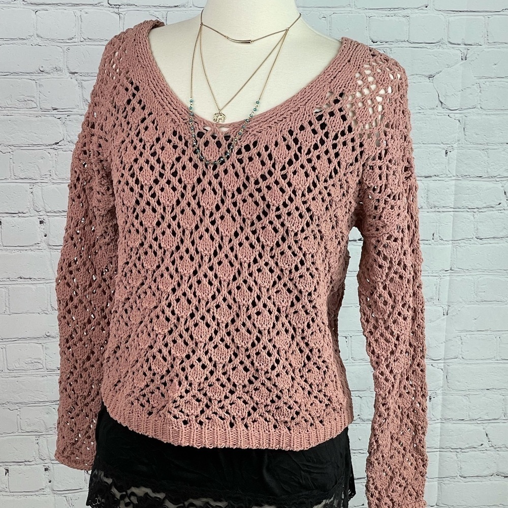 Nicole Miller * Artelier Open Weave Sweater Baked Clay Size Small